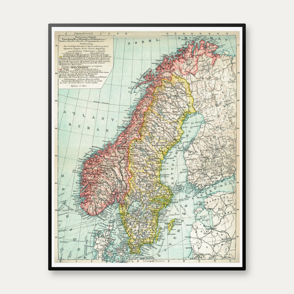 Norge - Historisk landkort - 60×75 cm – billede 1