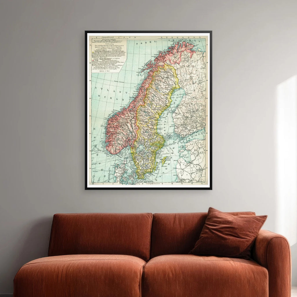 Norge - Historisk landkort - 60×75 cm – billede 2