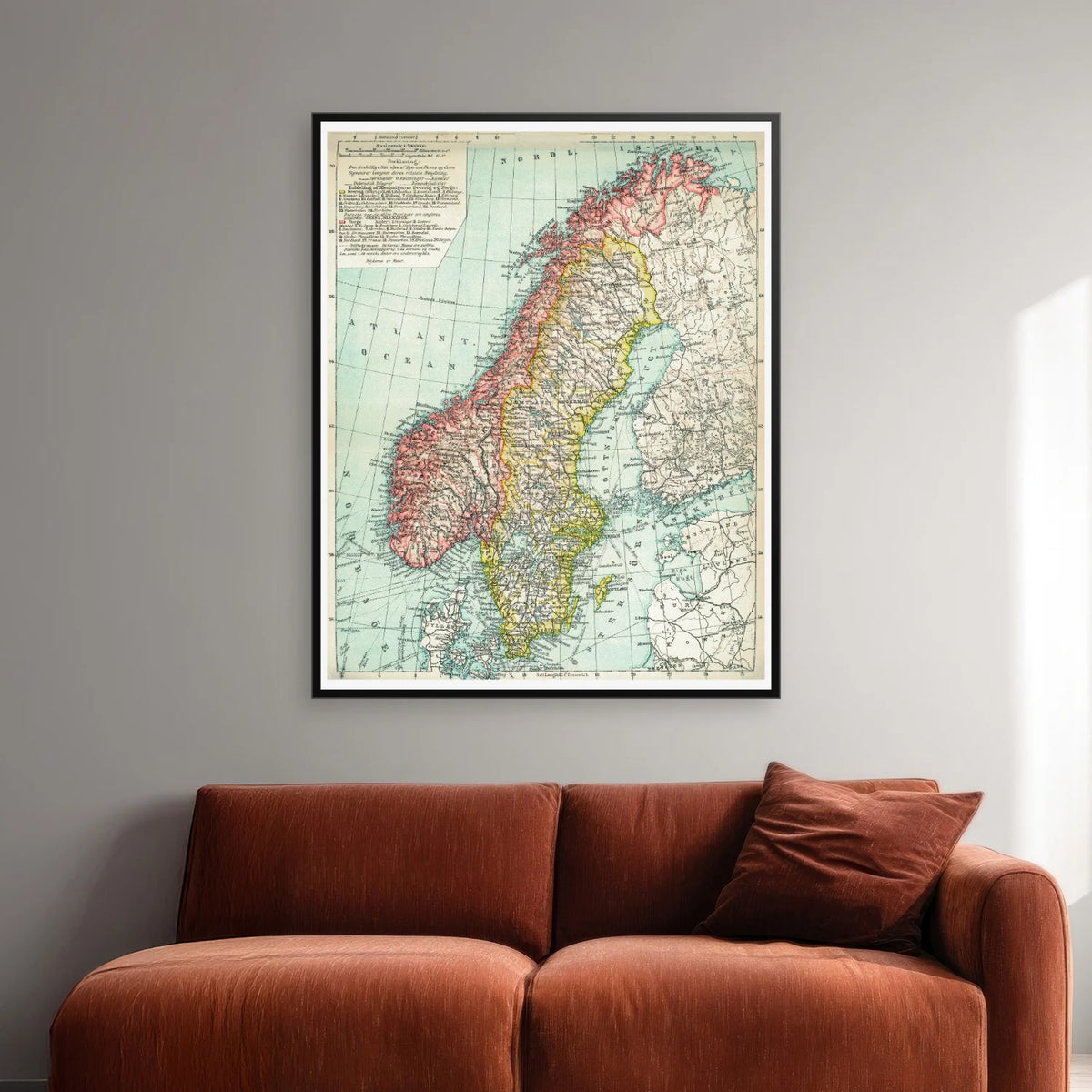 Norge - Historisk landkort - 60×75 cm – billede 2