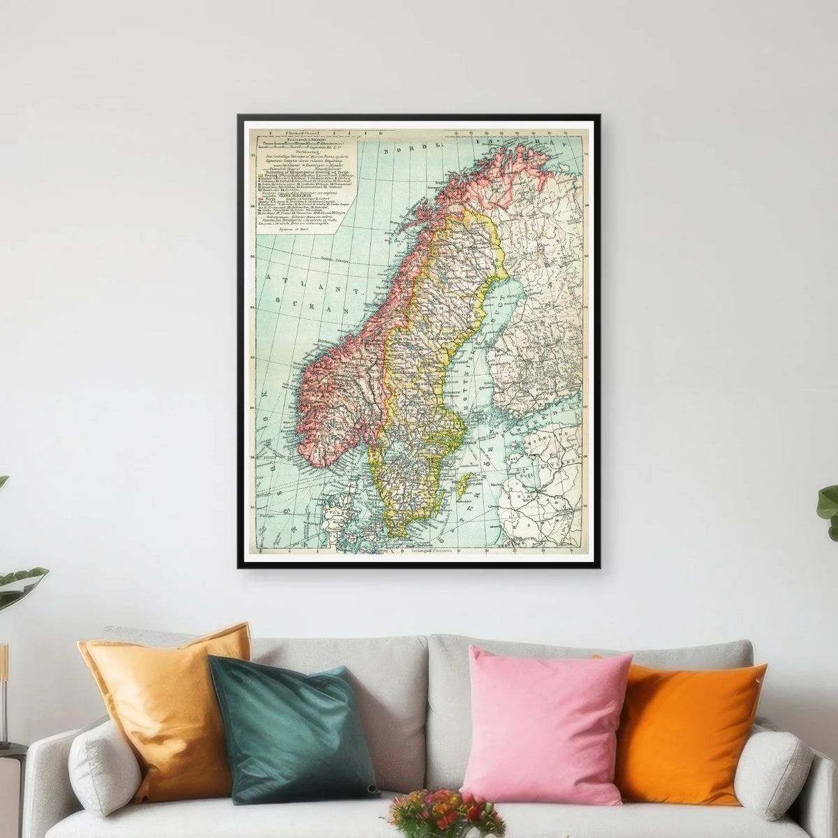Norge - Historisk landkort - 60×75 cm – billede 3