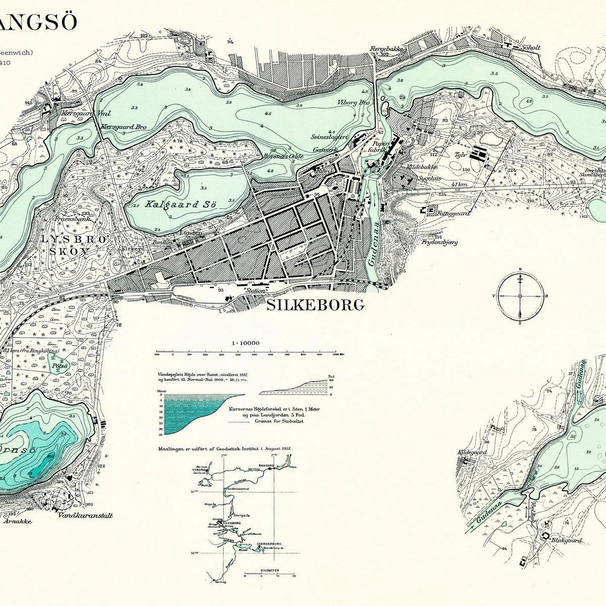 Silkeborg Langsø og Sminge Sø 1932 - Historisk indsøkort – billede 4