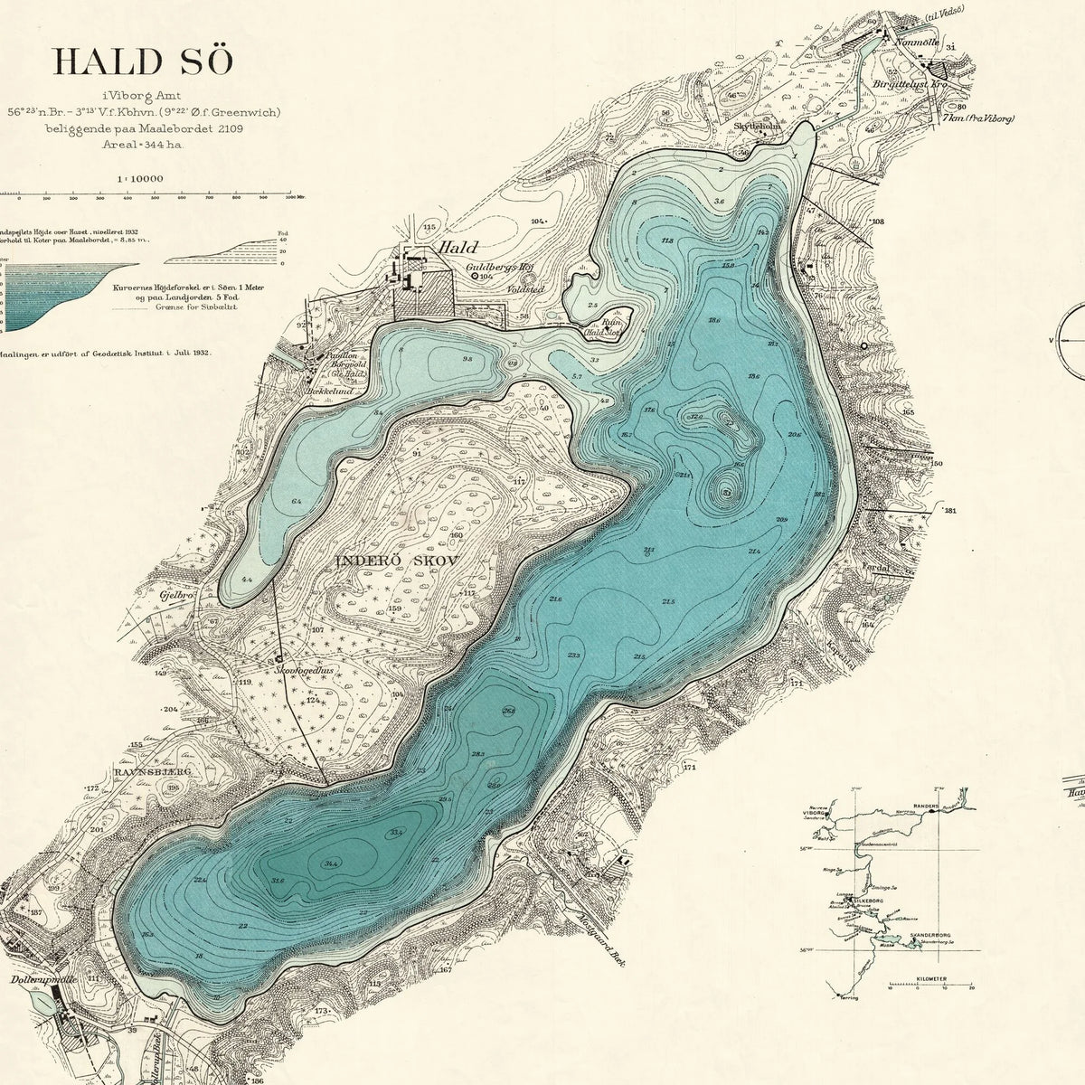 Hald Sø og Hinge Sø 1932 - Historisk indsøkort – billede 4