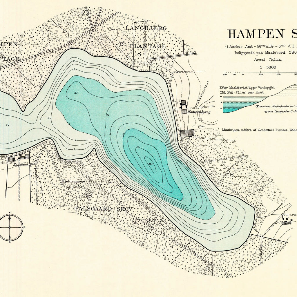 Hampen Sø og Geddesø 1929 - Historisk indsøkort – billede 4