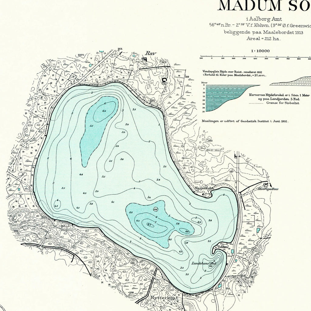 Store Økssø og Madum Sø 1932 - Historisk indsøkort – billede 4