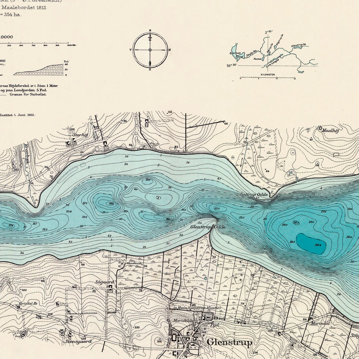Glenstrup Sø 1934 - Historisk indsøkort – billede 4