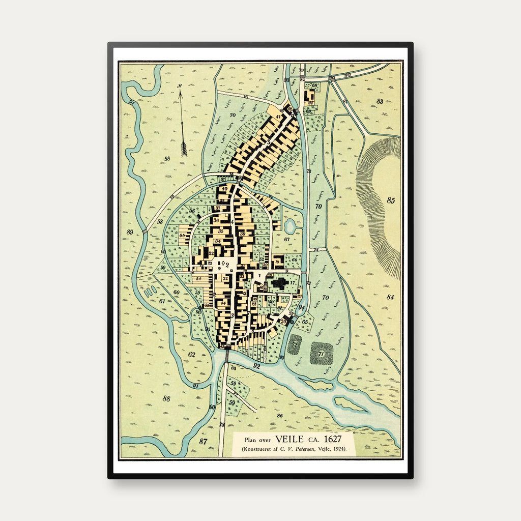 Vejle ca. 1627 - Historisk bykort – billede 1