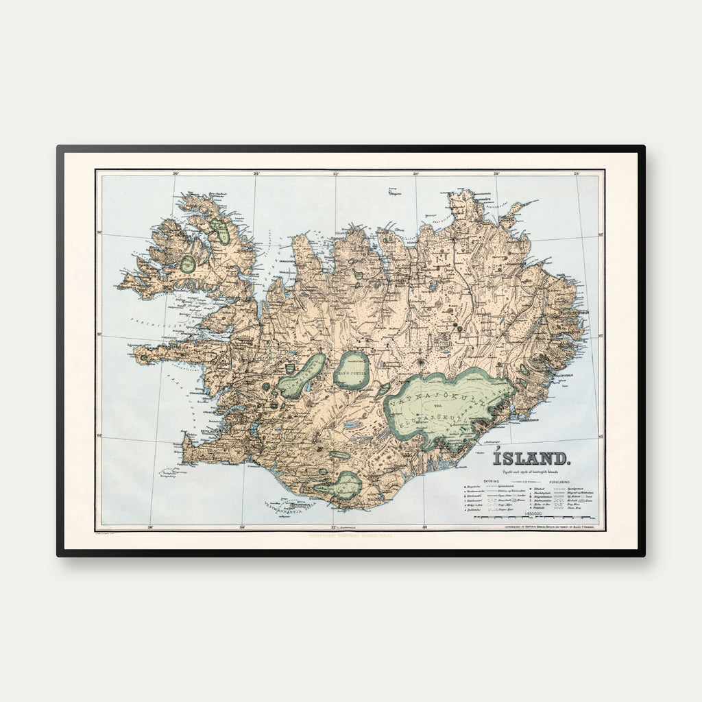 Island 1900 - Daniel Bruun kort – billede 1