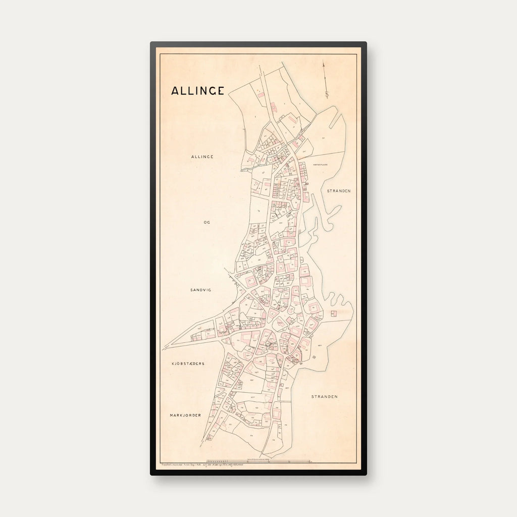 Allinge-Sandvig 1896 - Berggreens købstadskort - 50×100 cm – billede 1