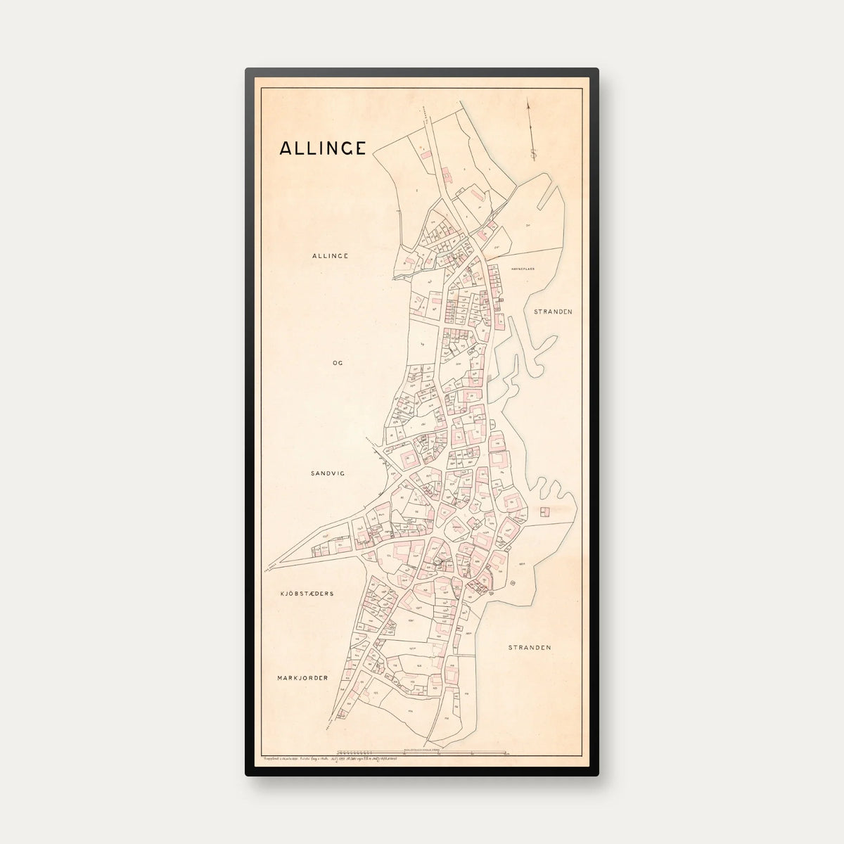 Allinge-Sandvig 1896 - Berggreens købstadskort - 50×100 cm – billede 1