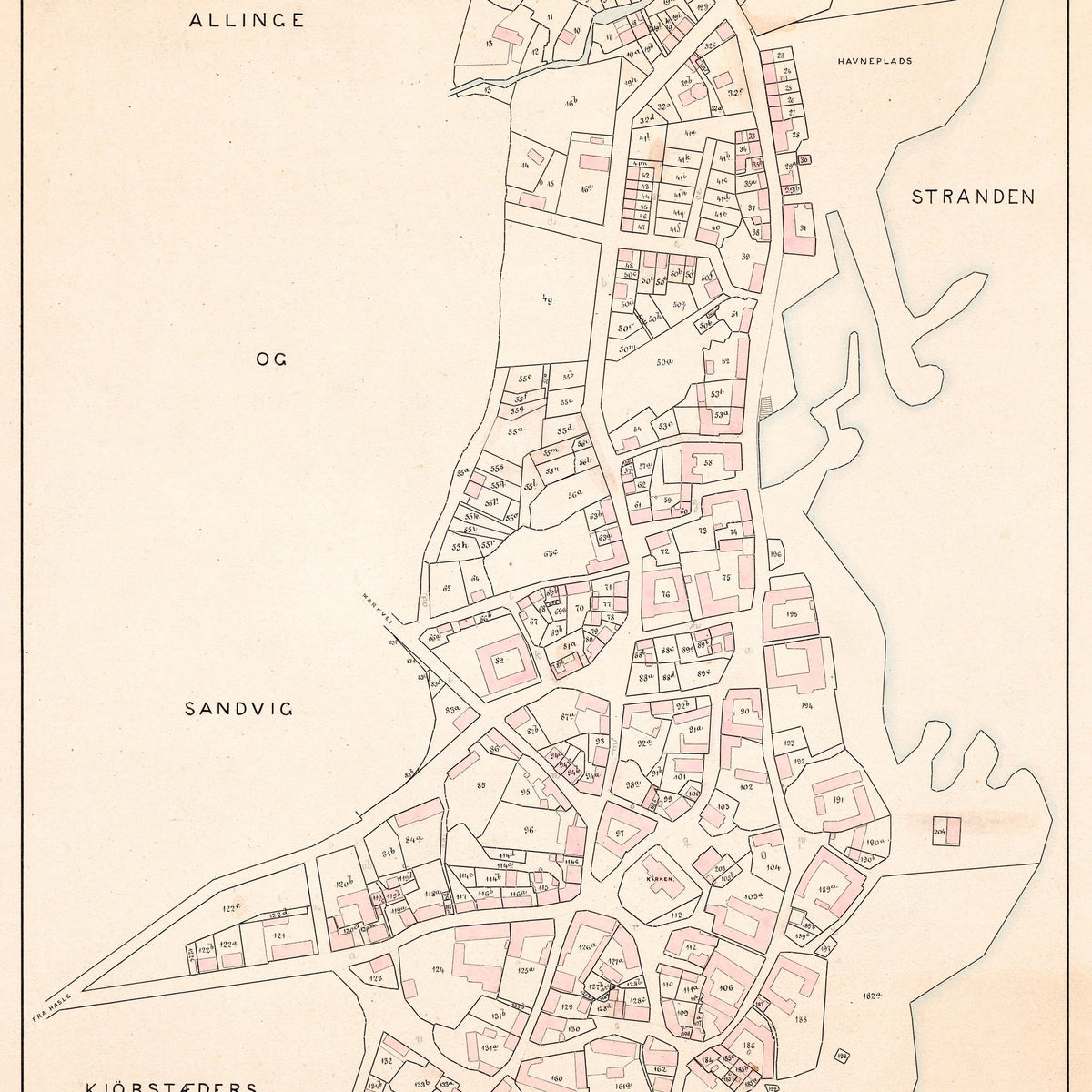 Allinge-Sandvig 1896 - Berggreens købstadskort - 50×100 cm – billede 4