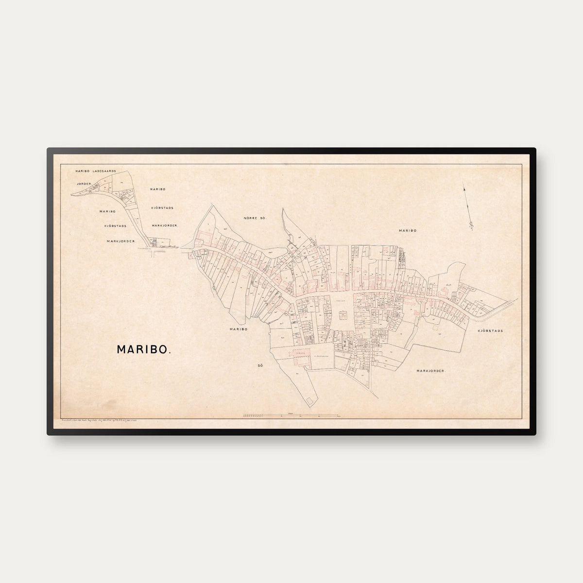 Maribo 1896 - Berggreens købstadskort - 85×50 cm – billede 1