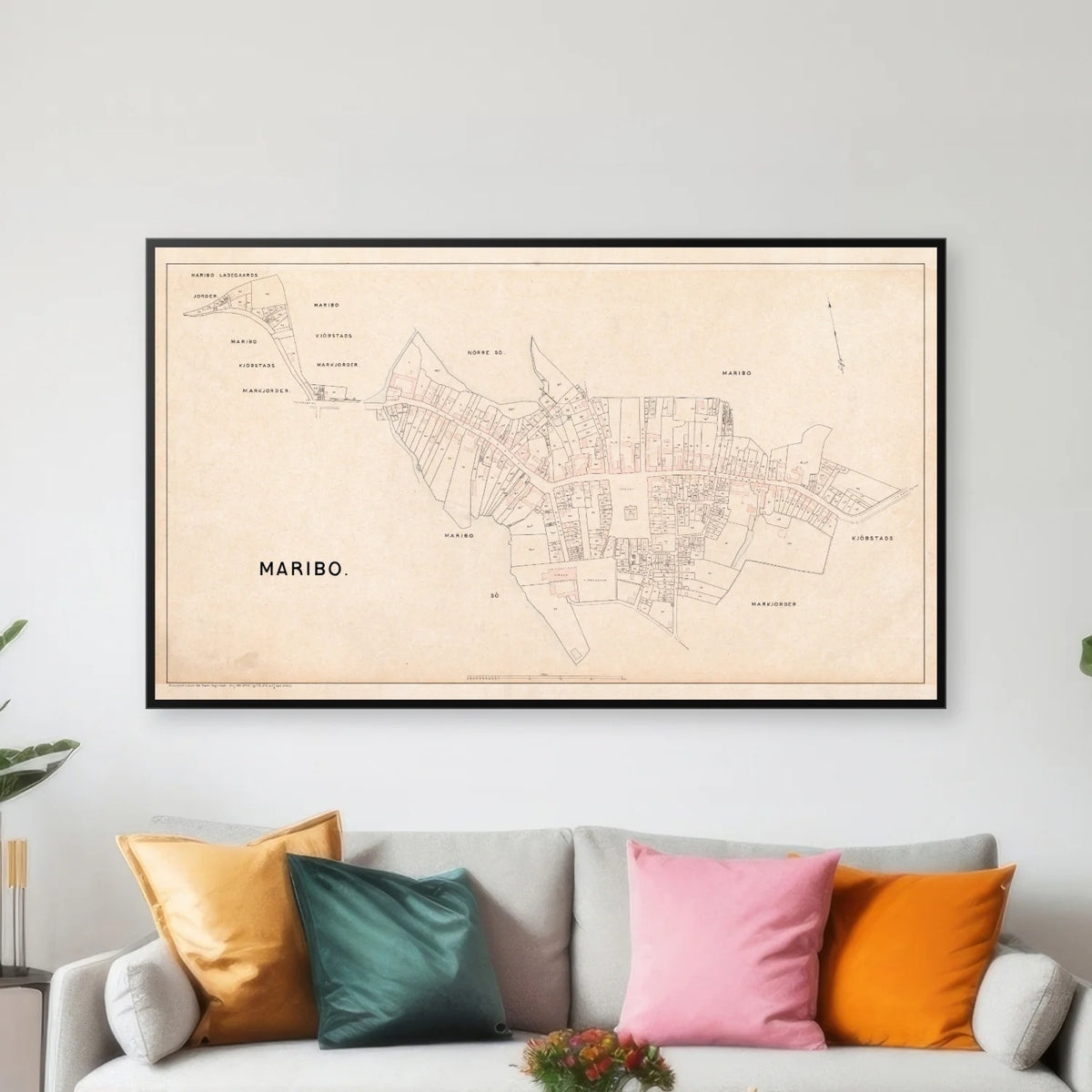 Maribo 1896 - Berggreens købstadskort - 85×50 cm – billede 3