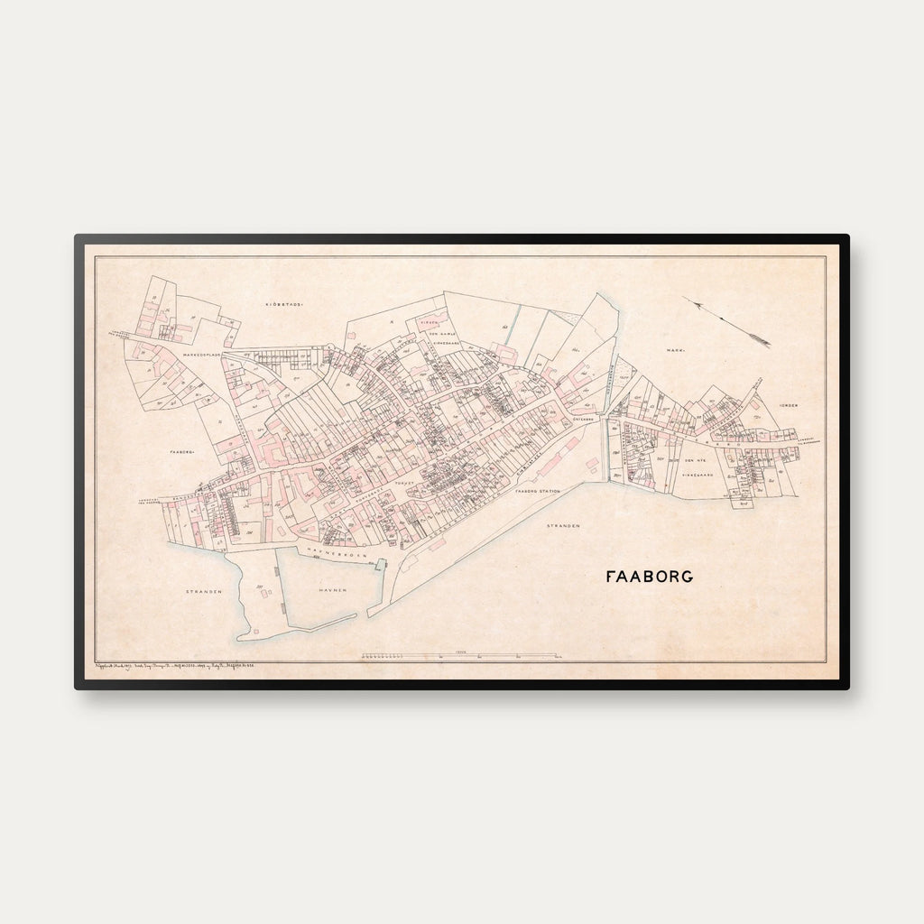 Faaborg 1893 - Berggreens købstadskort - 85×50 cm – billede 1