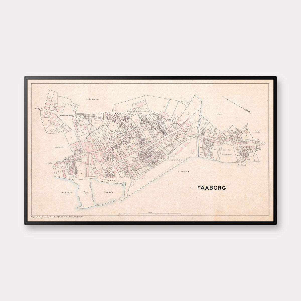Faaborg 1893 - Berggreens købstadskort - 85×50 cm – billede 1