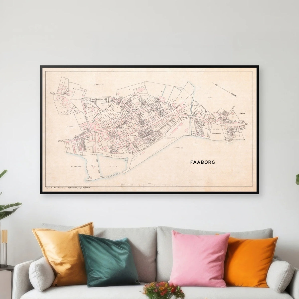 Faaborg 1893 - Berggreens købstadskort - 85×50 cm – billede 3