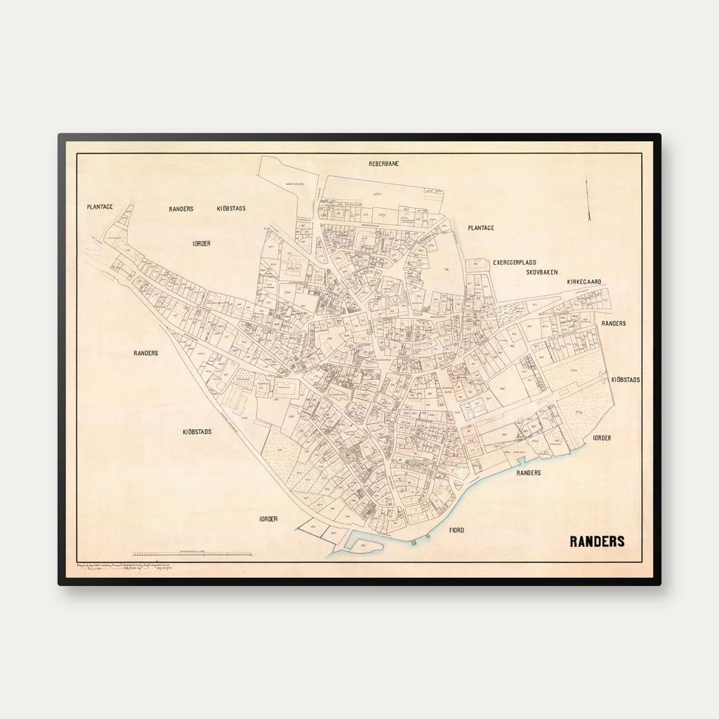 Randers 1893 - Berggreens købstadskort - 80×60 cm – billede 1