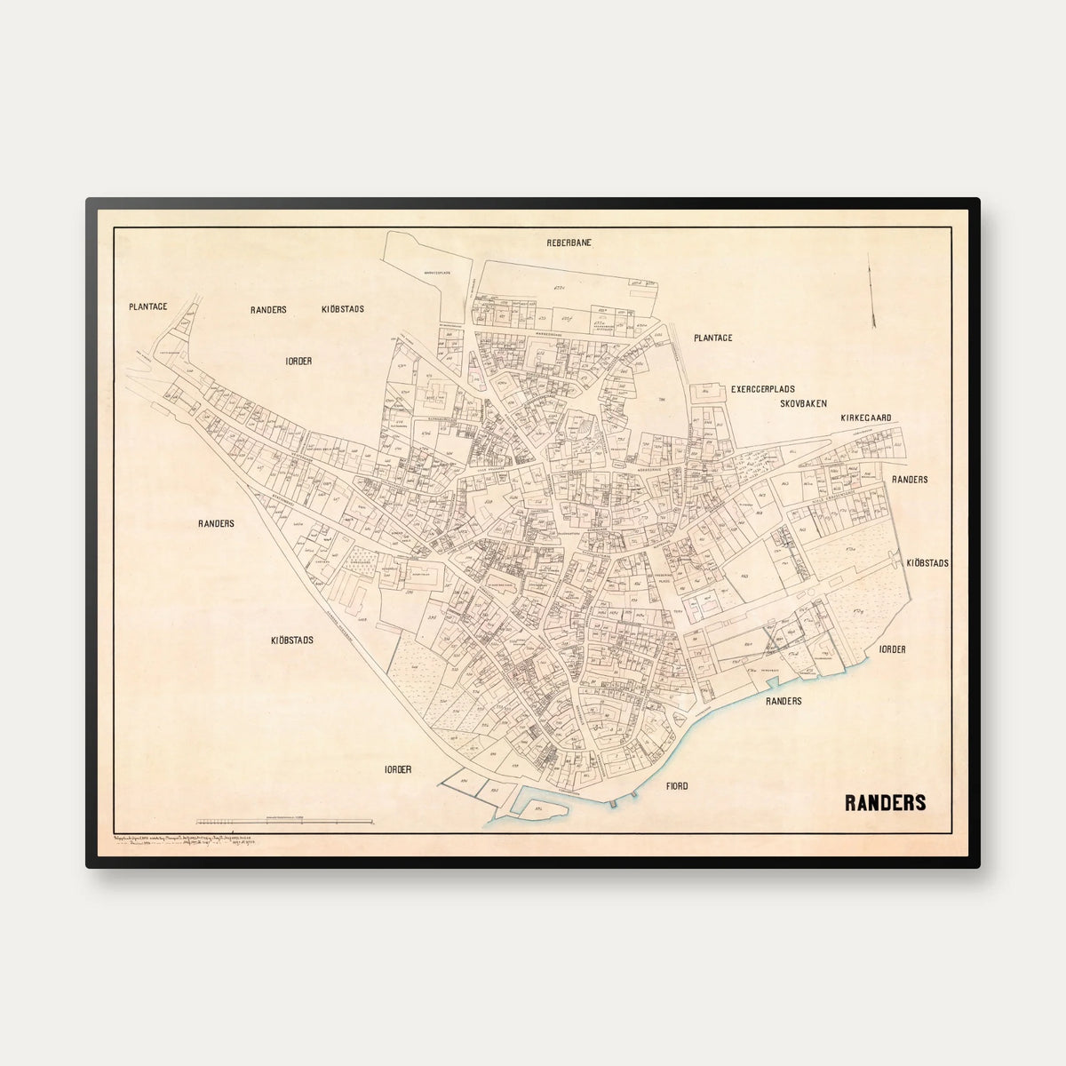 Randers 1893 - Berggreens købstadskort - 80×60 cm – billede 1