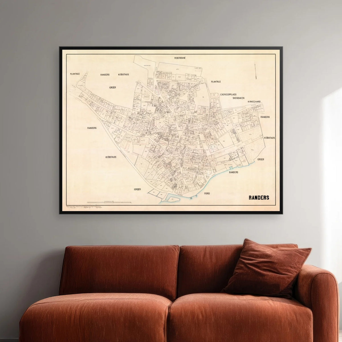 Randers 1893 - Berggreens købstadskort - 80×60 cm – billede 2