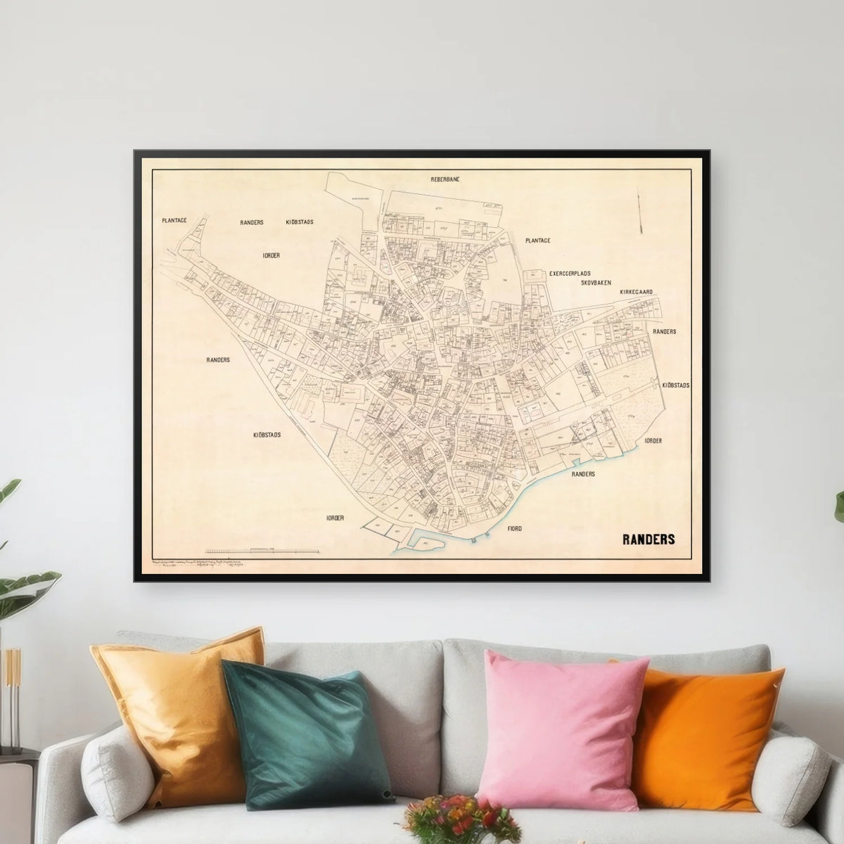 Randers 1893 - Berggreens købstadskort - 80×60 cm – billede 3