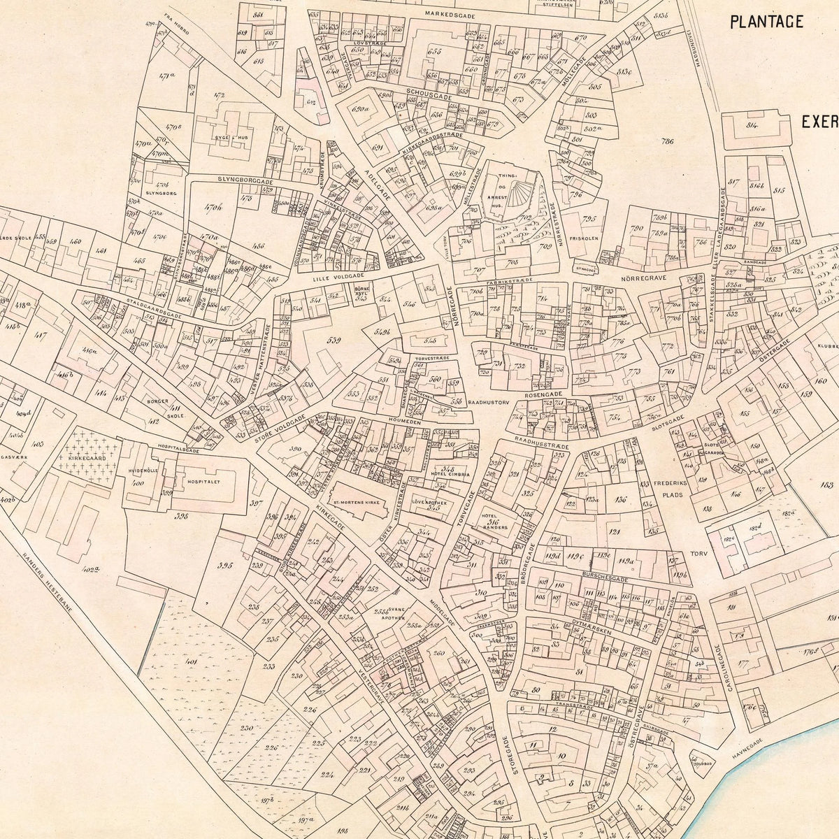 Randers 1893 - Berggreens købstadskort - 80×60 cm – billede 4