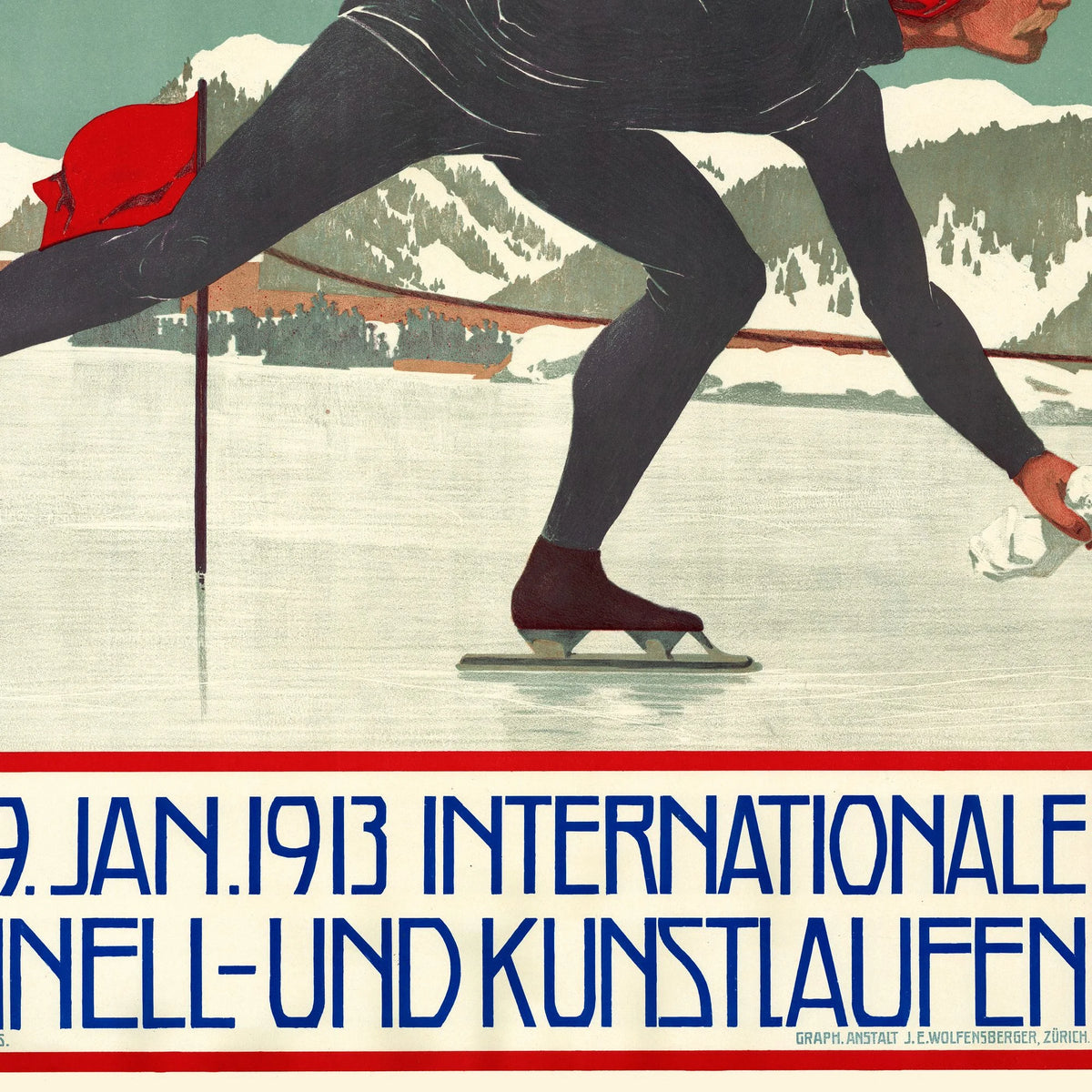 Davos skøjteløb 1913 - Vintage sportsplakat – billede 4