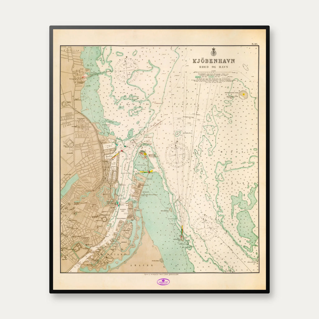 Københavns Havn 1900 - Historisk søkort - 74×90 cm – billede 1