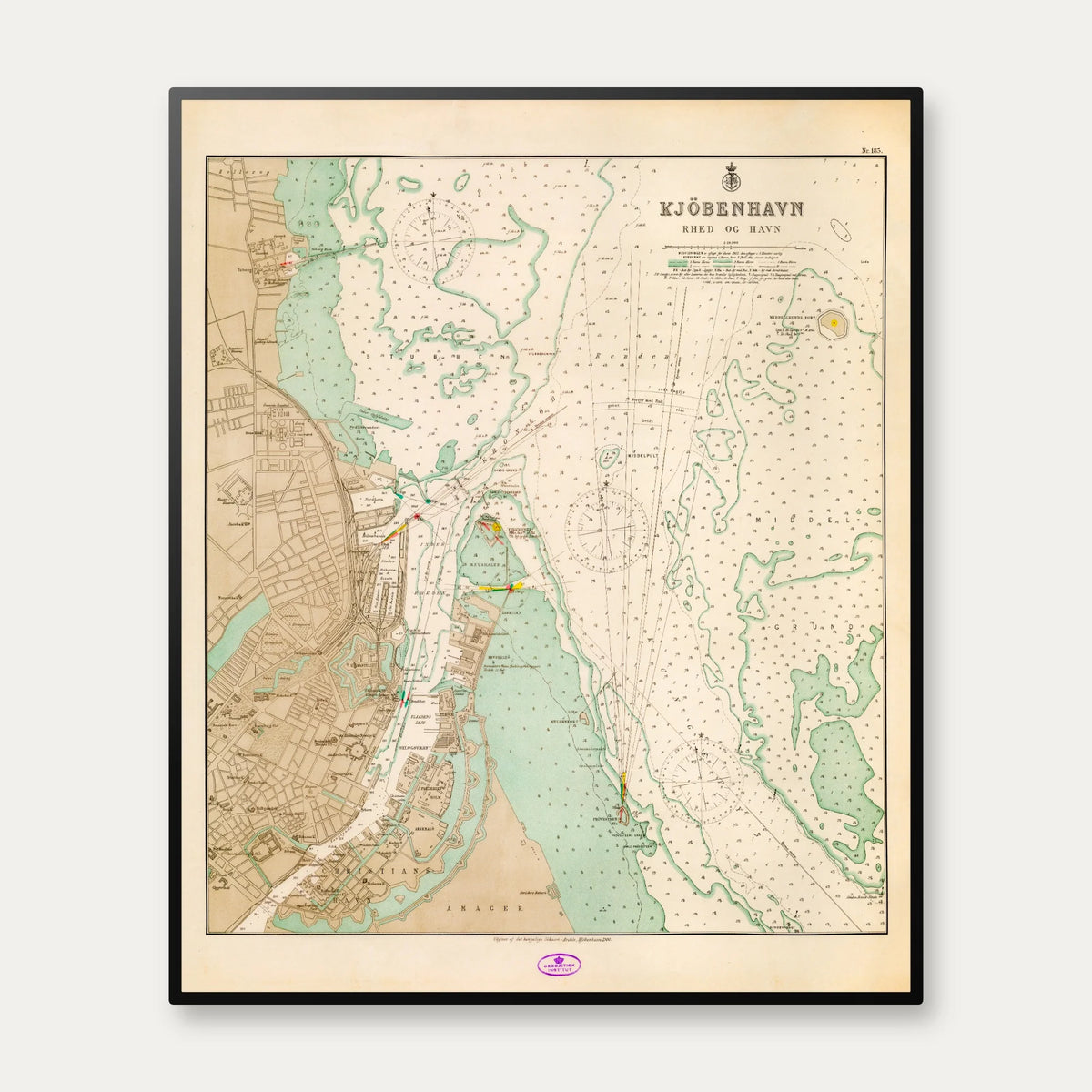 Københavns Havn 1900 - Historisk søkort - 74×90 cm – billede 1