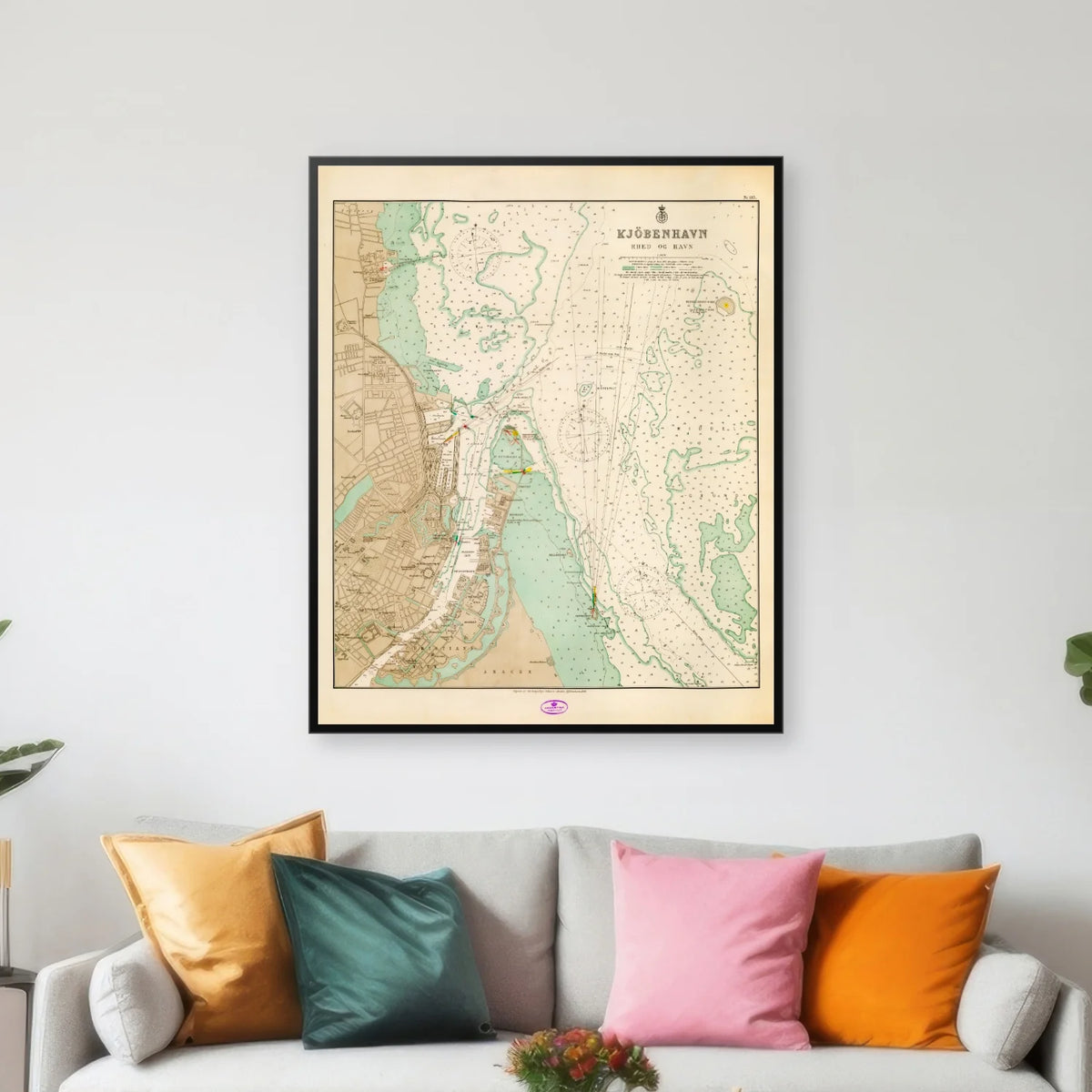 Københavns Havn 1900 - Historisk søkort - 74×90 cm – billede 3