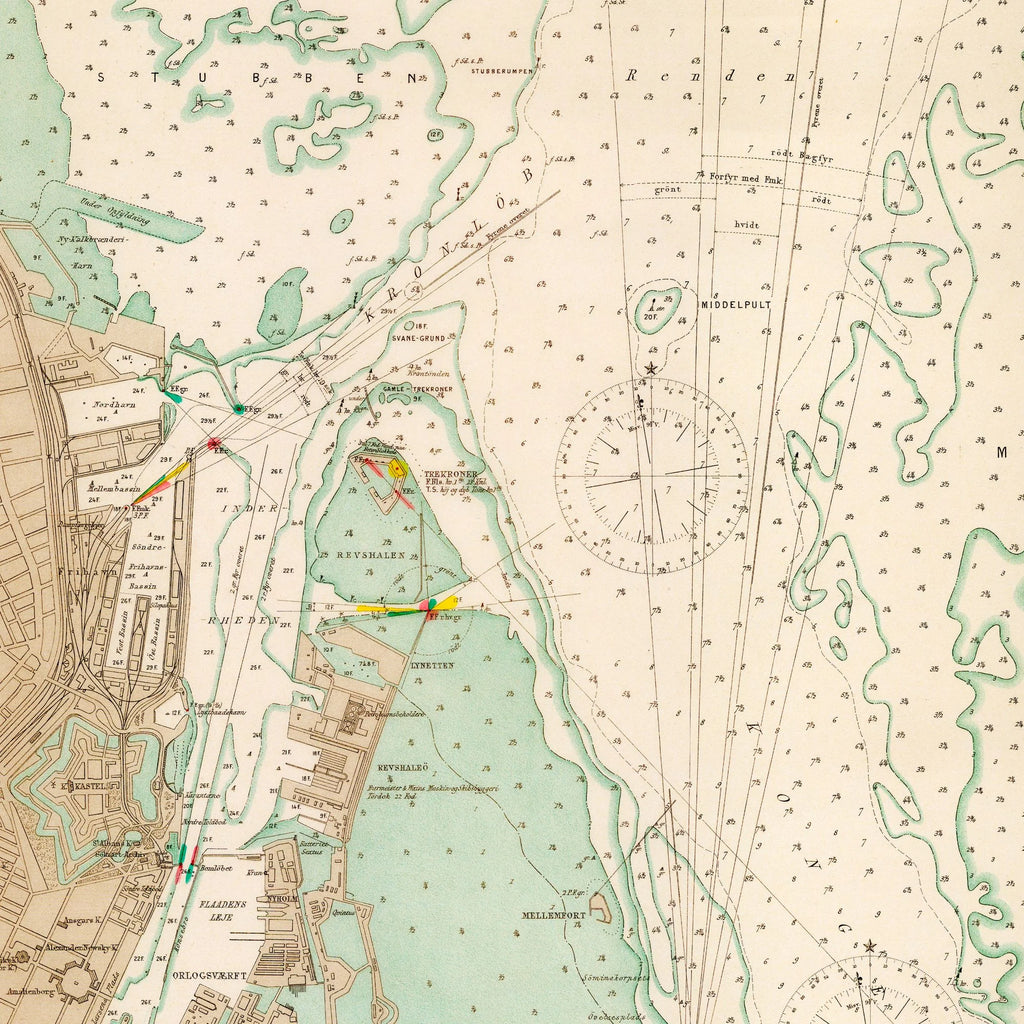 Københavns Havn 1900 - Historisk søkort - 74×90 cm – billede 4