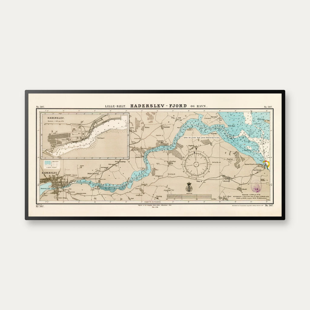 Haderslev Fjord 1900 - Historisk søkort - 100×50 cm – billede 1