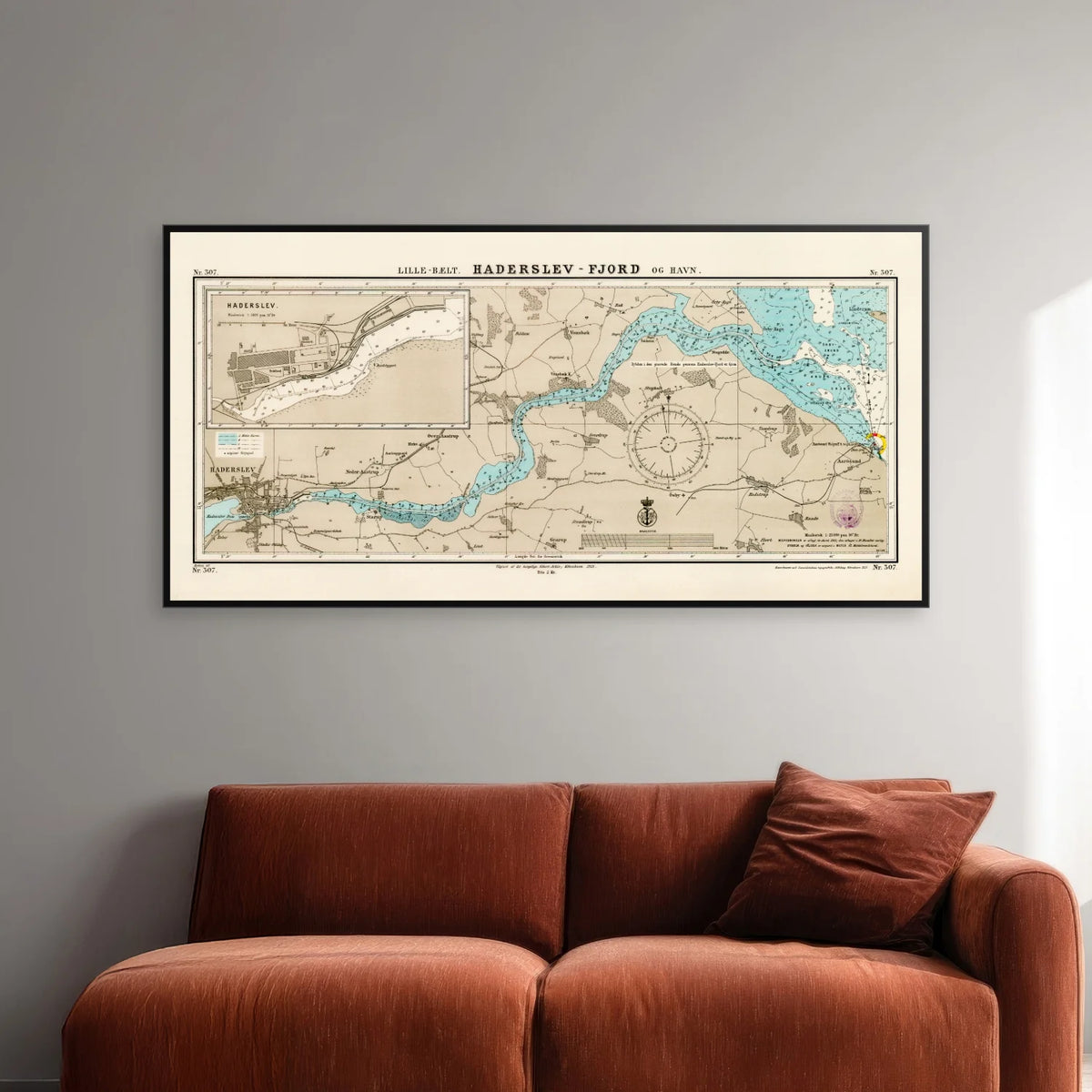 Haderslev Fjord 1900 - Historisk søkort - 100×50 cm – billede 2