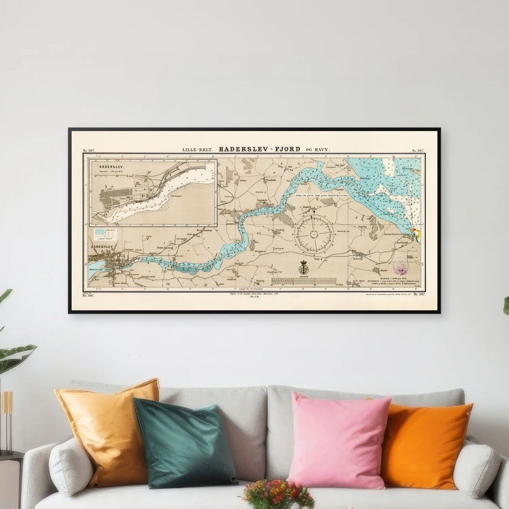 Haderslev Fjord 1900 - Historisk søkort - 100×50 cm – billede 3