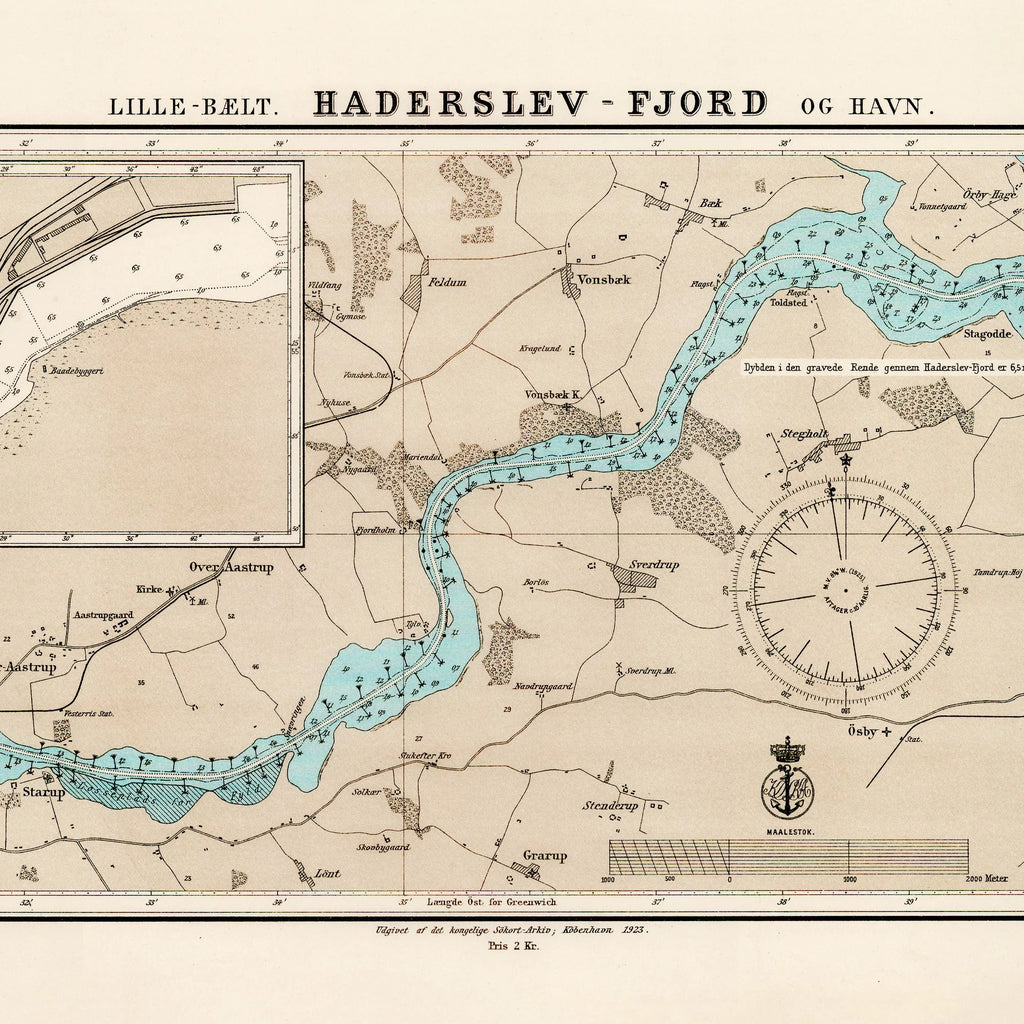 Haderslev Fjord 1900 - Historisk søkort - 100×50 cm – billede 4