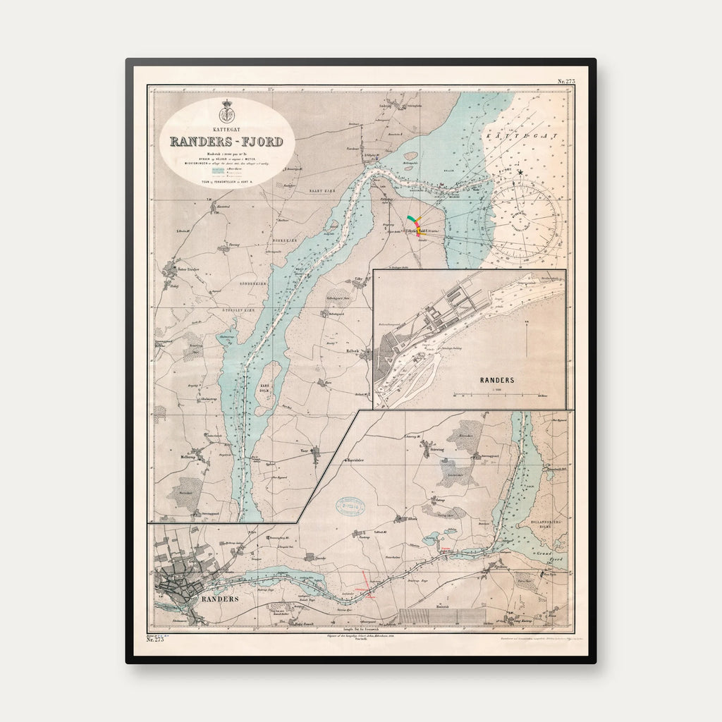 Randers Fjord 1914 - Historisk søkort - 70×90 cm – billede 1