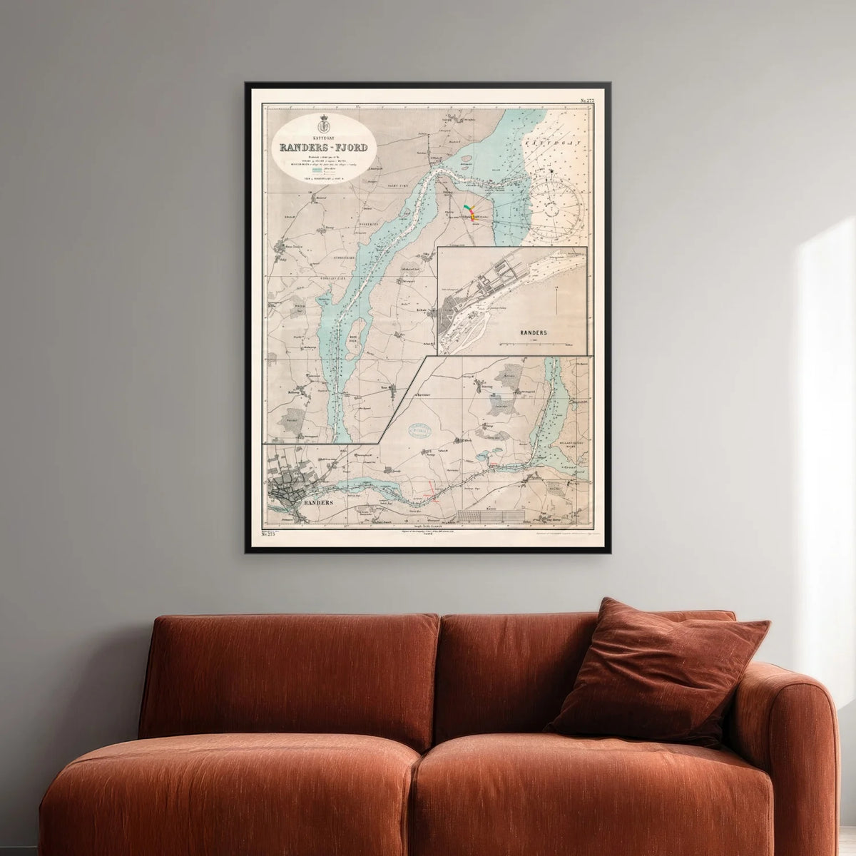 Randers Fjord 1914 - Historisk søkort - 70×90 cm – billede 2