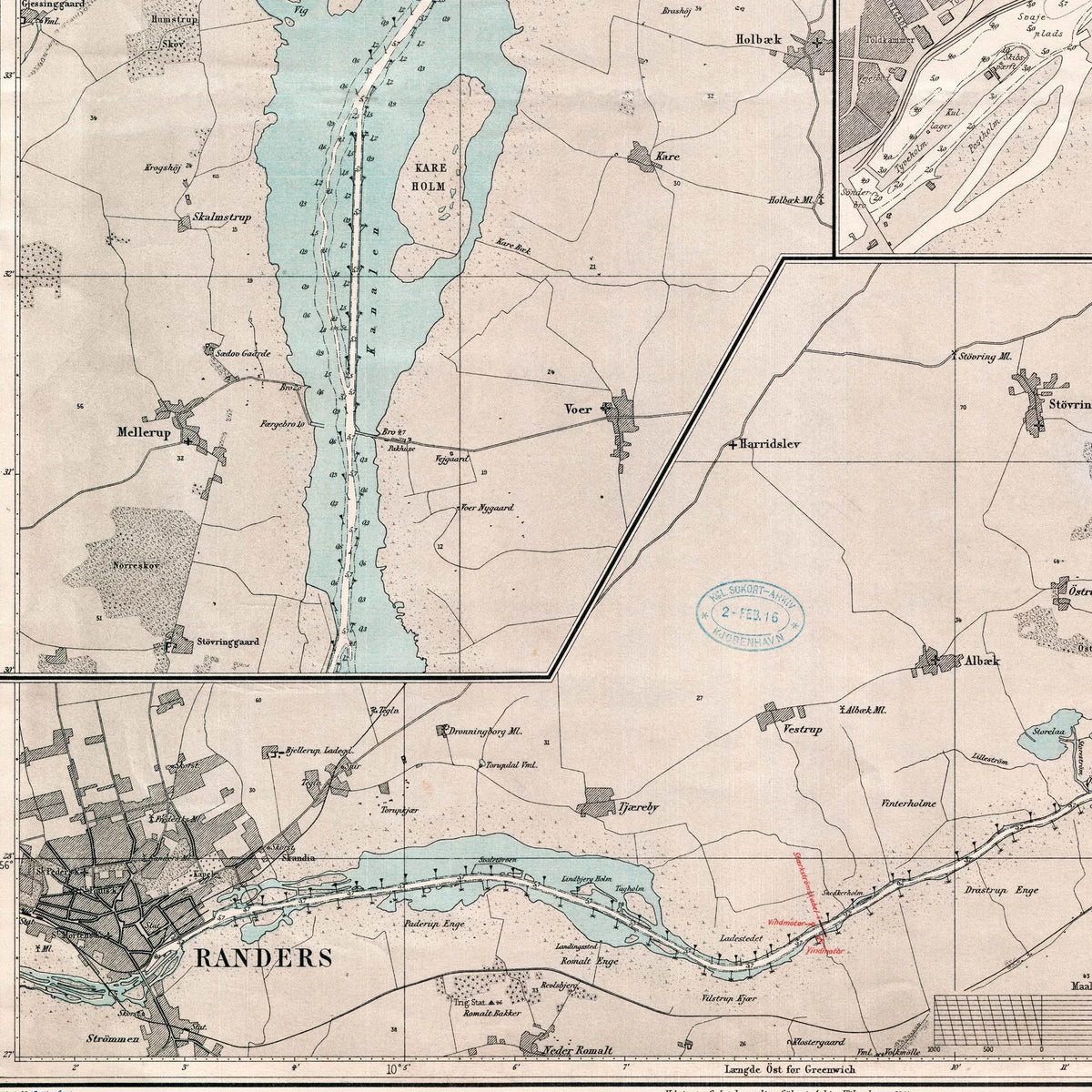 Randers Fjord 1914 - Historisk søkort - 70×90 cm – billede 4