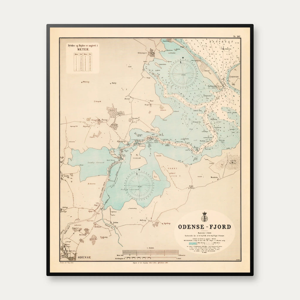 Odense Fjord 1906 - Historisk søkort - 74×90 cm – billede 1