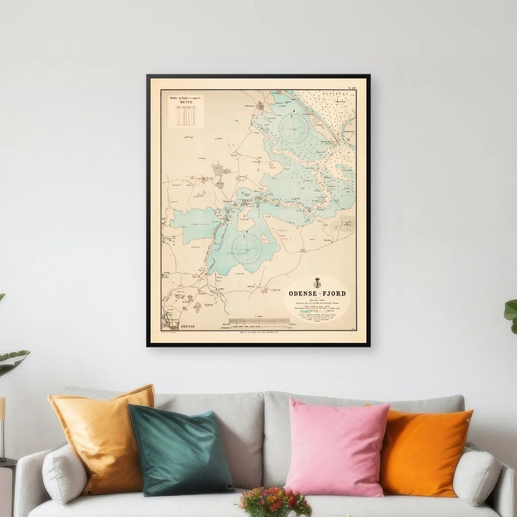 Odense Fjord 1906 - Historisk søkort - 74×90 cm – billede 3