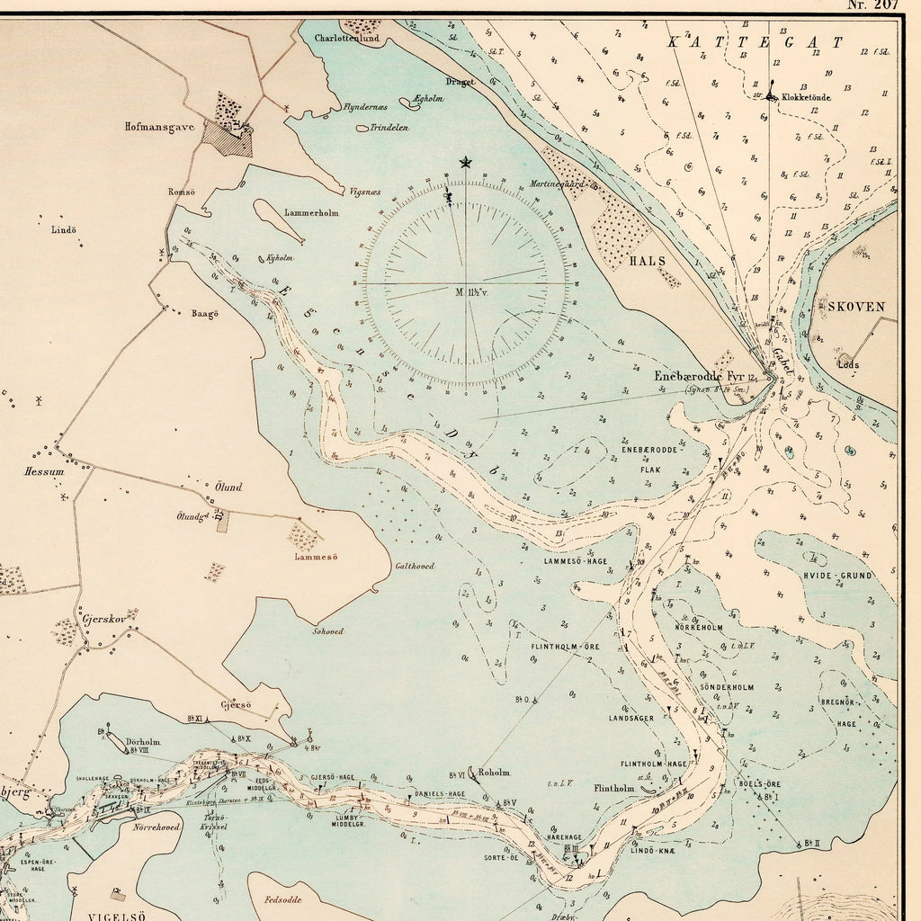 Odense Fjord 1906 - Historisk søkort - 74×90 cm – billede 4