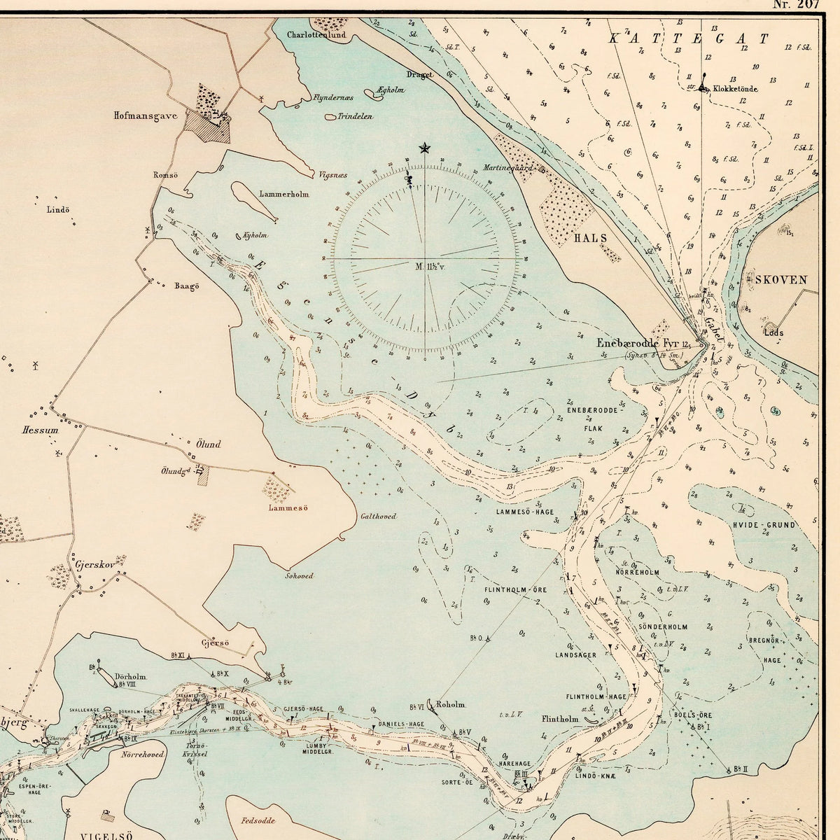 Odense Fjord 1906 - Historisk søkort - 74×90 cm – billede 4