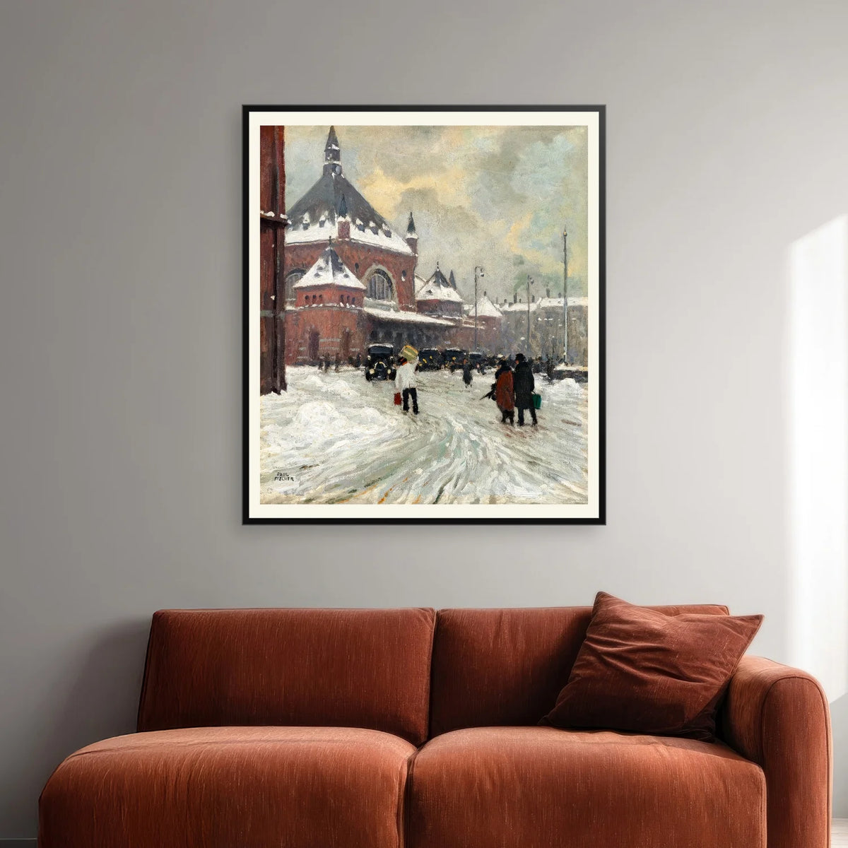 Vinterdag ved Hovedbanegården 1925 - Paul Fischer - 45×52 cm – billede 2