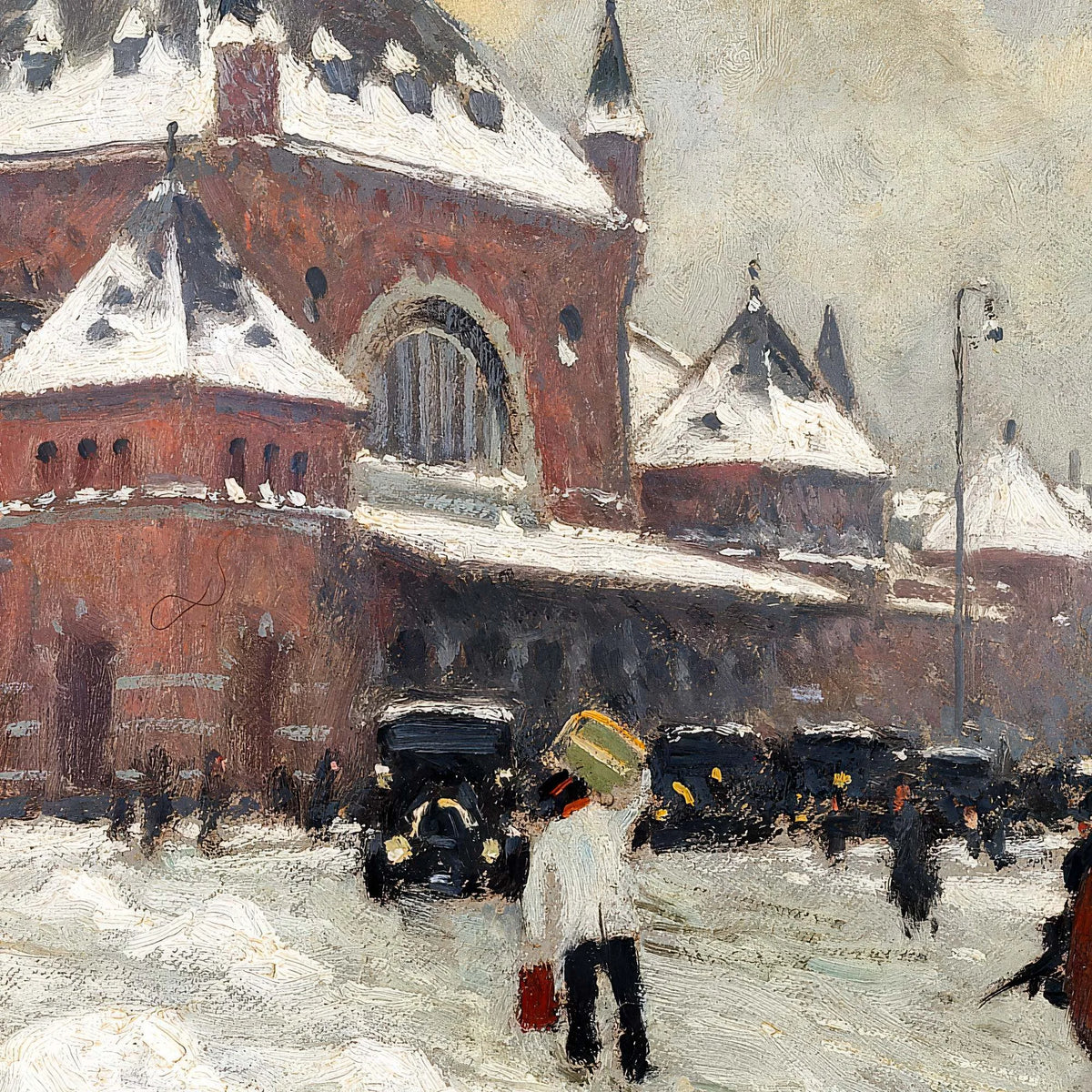 Vinterdag ved Hovedbanegården 1925 - Paul Fischer - 45×52 cm – billede 4