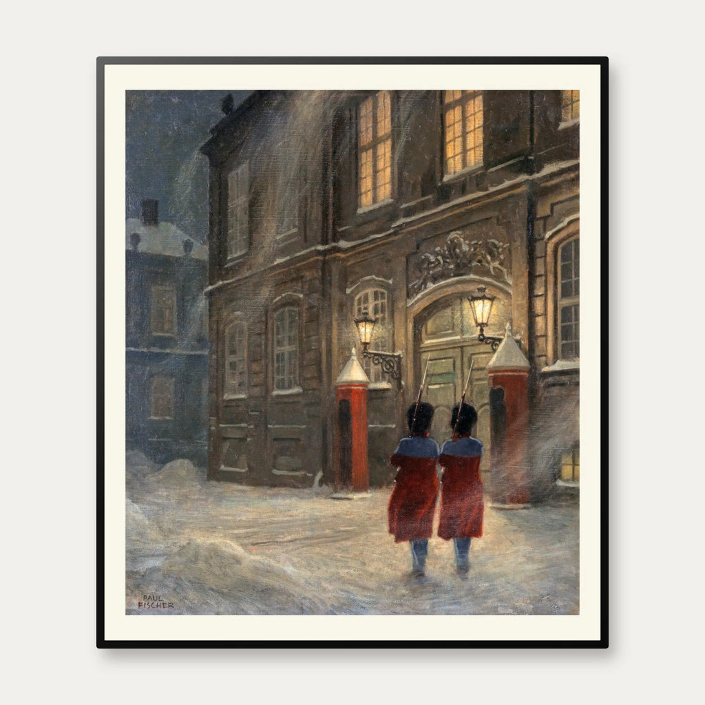 Livgarden ved Amalienborg 1925 - Paul Fischer - 45×52 cm – billede 1