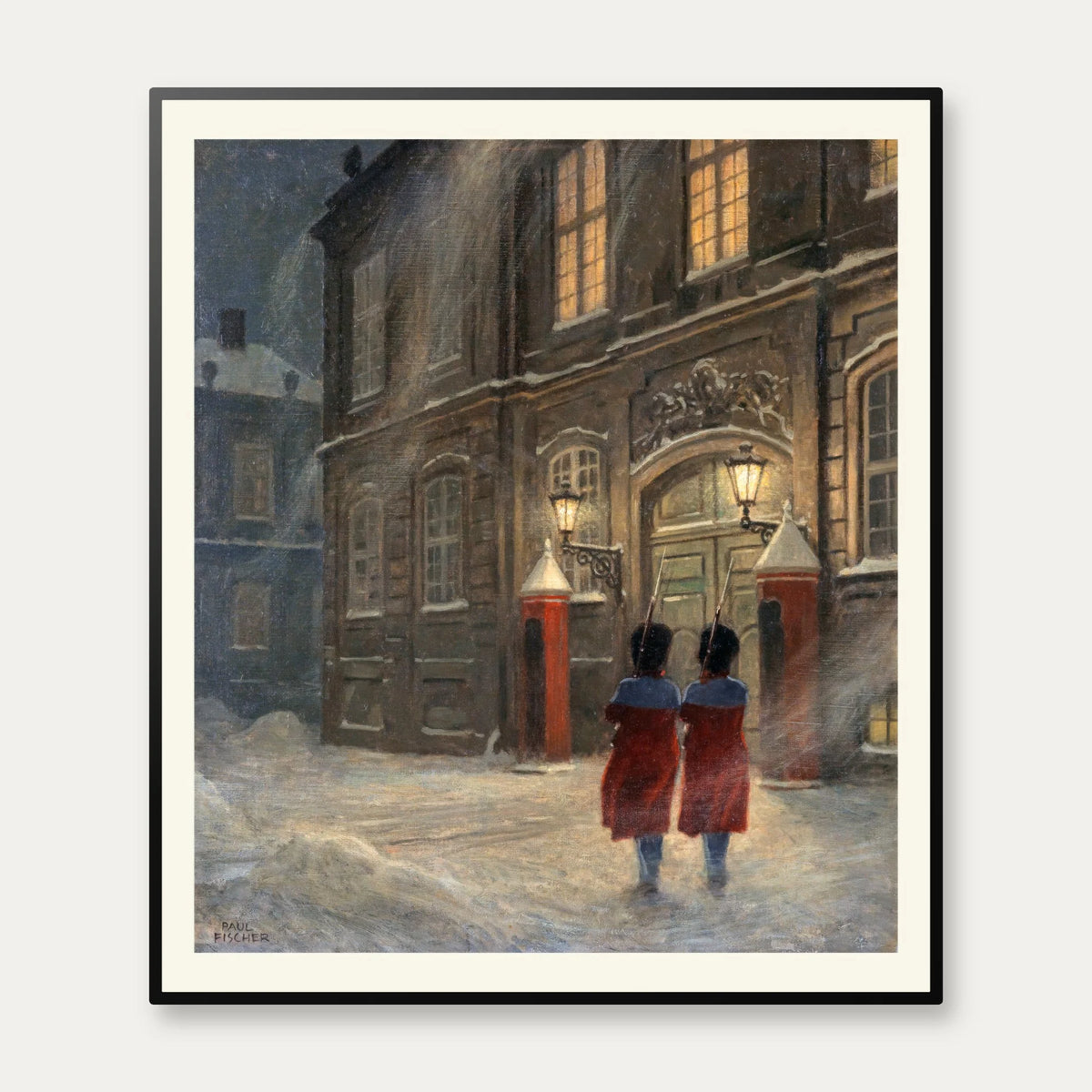 Livgarden ved Amalienborg 1925 - Paul Fischer - 45×52 cm – billede 1
