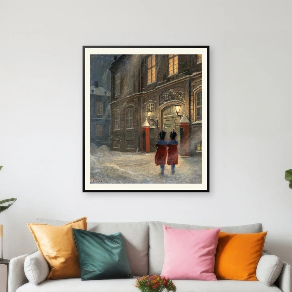 Livgarden ved Amalienborg 1925 - Paul Fischer - 45×52 cm – billede 3