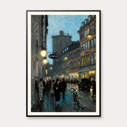 Aftenstemning i København 1925 - Paul Fischer - 42×60 cm – billede 1