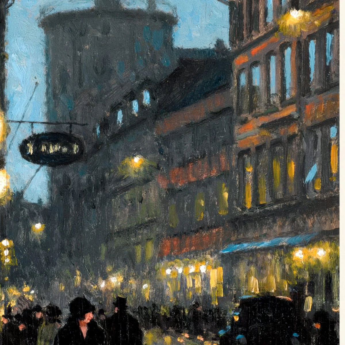 Aftenstemning i København 1925 - Paul Fischer - 42×60 cm – billede 4