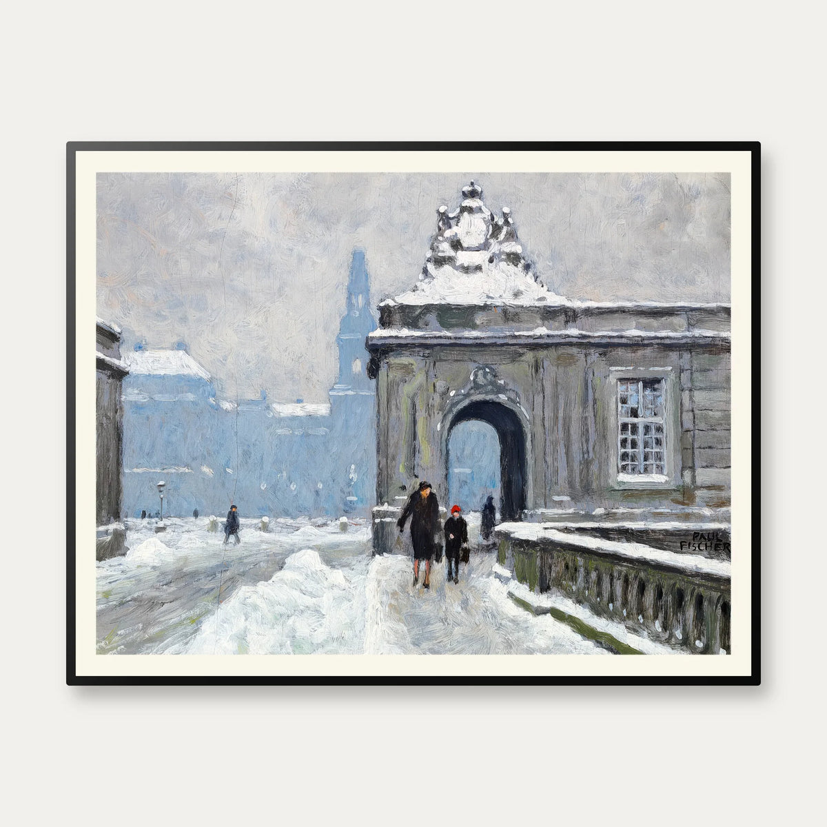 Snevejrsdag ved Christiansborg 1925 - Paul Fischer - 60×47 cm – billede 1
