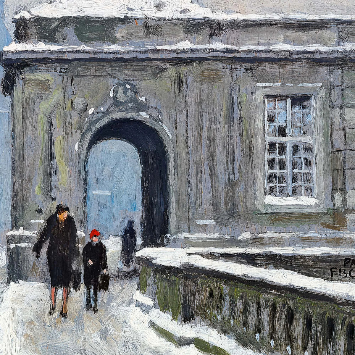 Snevejrsdag ved Christiansborg 1925 - Paul Fischer - 60×47 cm – billede 2
