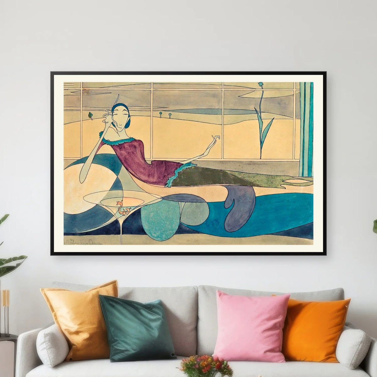 Surrealistisk komposition med kvinde 1913 - Børge Biilmann Petersen - 60×40 cm – billede 3